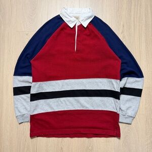 Vintage Northwest Territory Two Tone Long Sleeve Rugby Shirt Mens Medium Red
